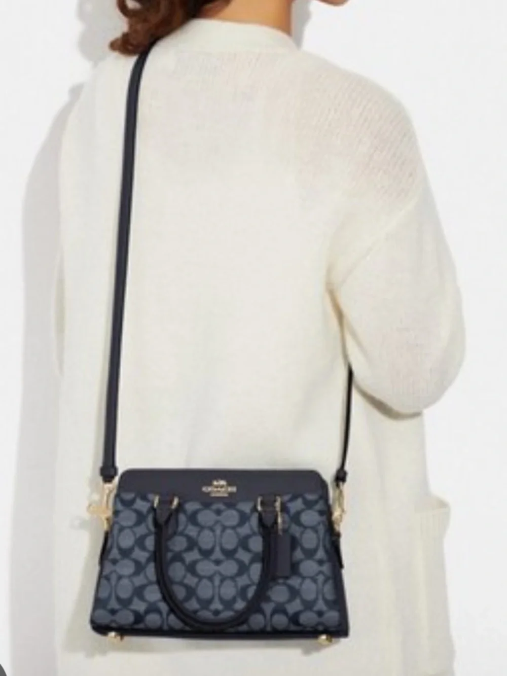 COACH Mini Darcie Carryall Bag In Signature Chambray Denim Midnight Blue